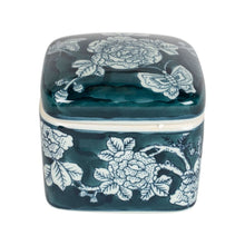 Load image into Gallery viewer, Square Lidded Pot Delft Rose - Pretty Little Duck