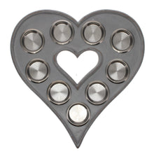 Load image into Gallery viewer, 9 Tea Light Mango Wood Heart - Grey
