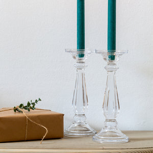 Clear Glass Candlestick Tilbury