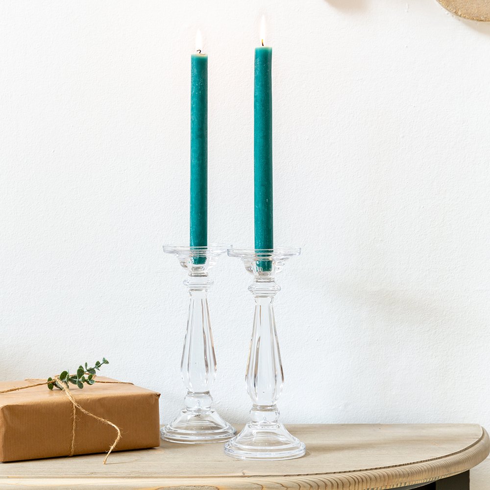 Clear Glass Candlestick Tilbury