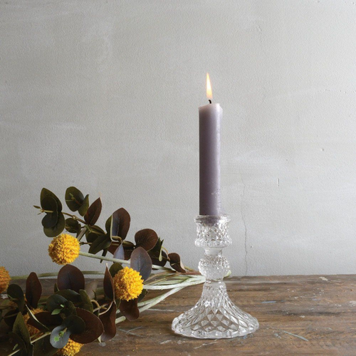 Harlequin Clear Glass Candlestick - Pretty Little Duck