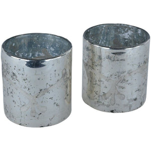 Mini Silver Tea Light Holder with Etched Flower - Pretty Little Duck