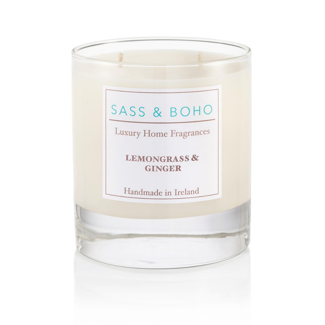 Sass & Boho - Lemongrass & Ginger - Double Wick Candle - Pretty Little Duck