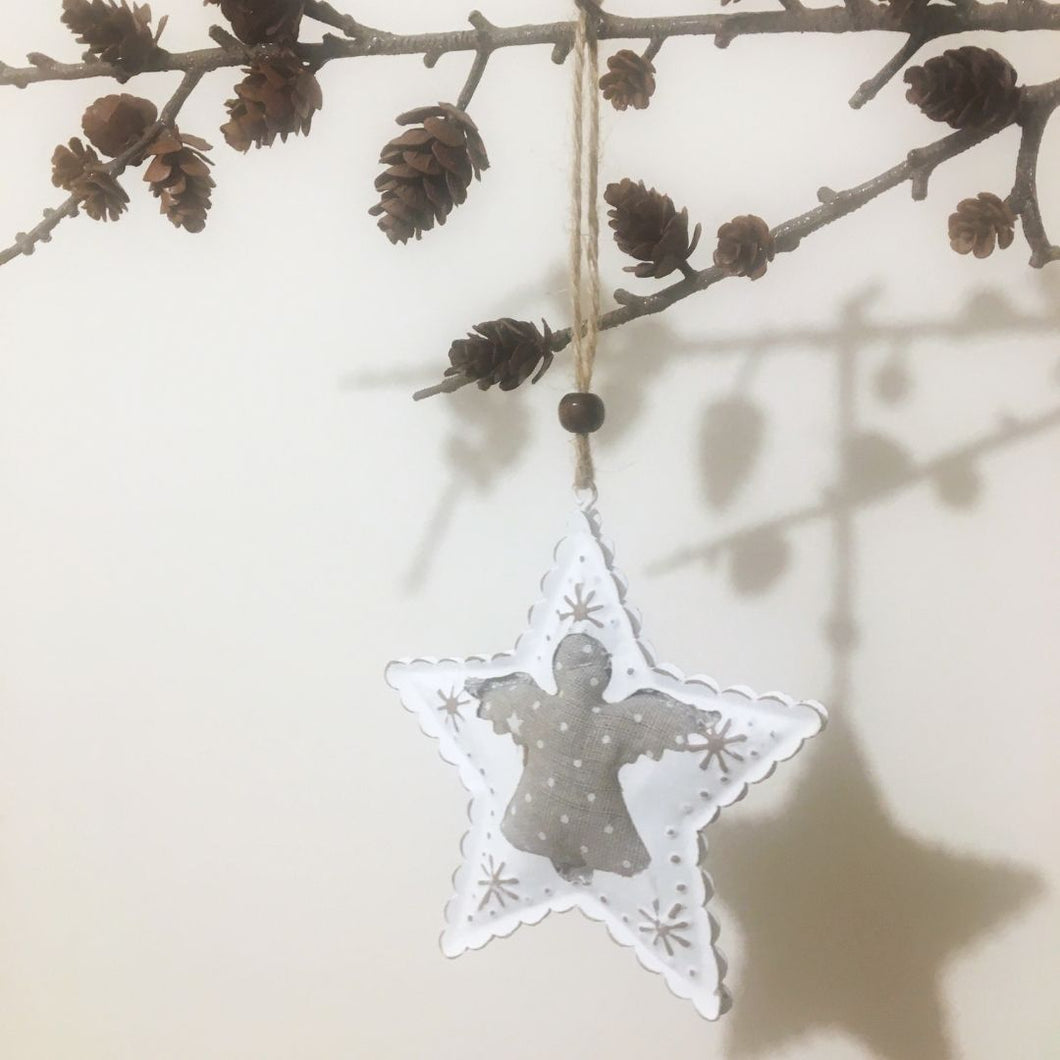 Metal Star with Padded Angel - Tree Hanger - Pretty Little Duck