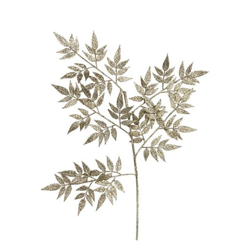 Pale Gold Glitter Fine Faux Leaf Spray - Pretty Little Duck