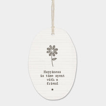 Load image into Gallery viewer, Handmade Porcelain hanger - Happiness is time - Pretty Little Duck
