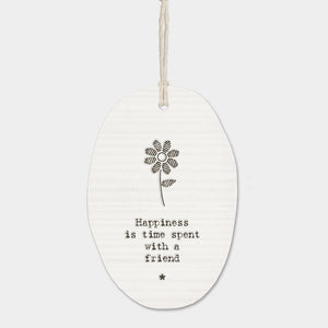 Handmade Porcelain hanger - Happiness is time - Pretty Little Duck
