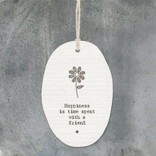 Load image into Gallery viewer, Handmade Porcelain hanger - Happiness is time - Pretty Little Duck
