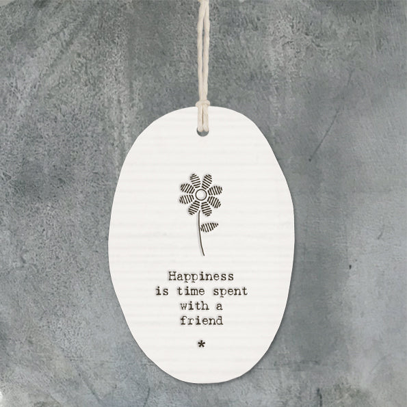 Handmade Porcelain hanger - Happiness is time - Pretty Little Duck