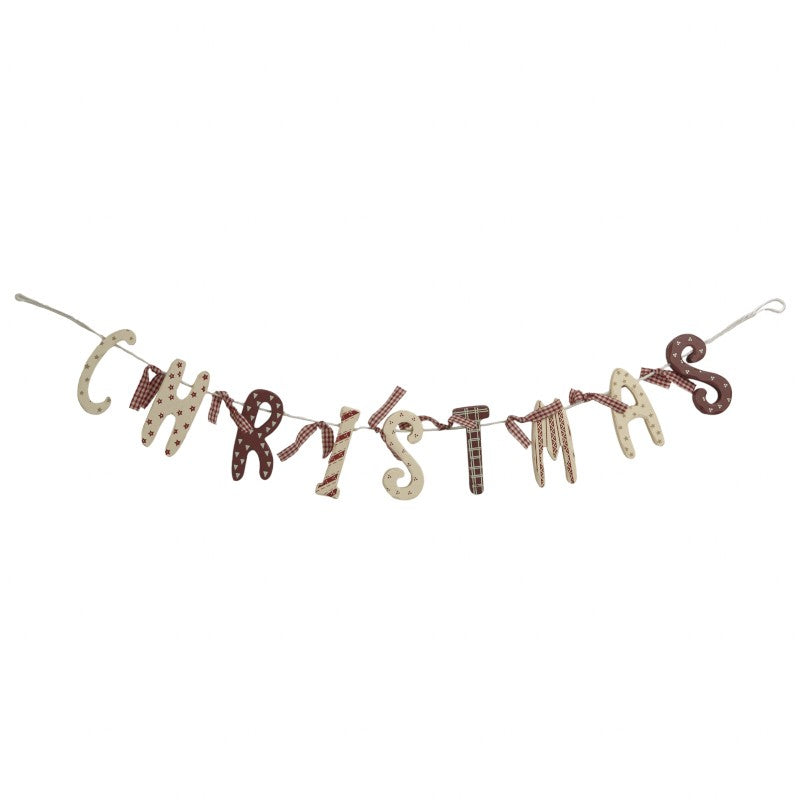 Red & White Christmas Wooden Garland