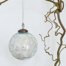 Load image into Gallery viewer, White Flora Round Glass Iridescence Bauble
