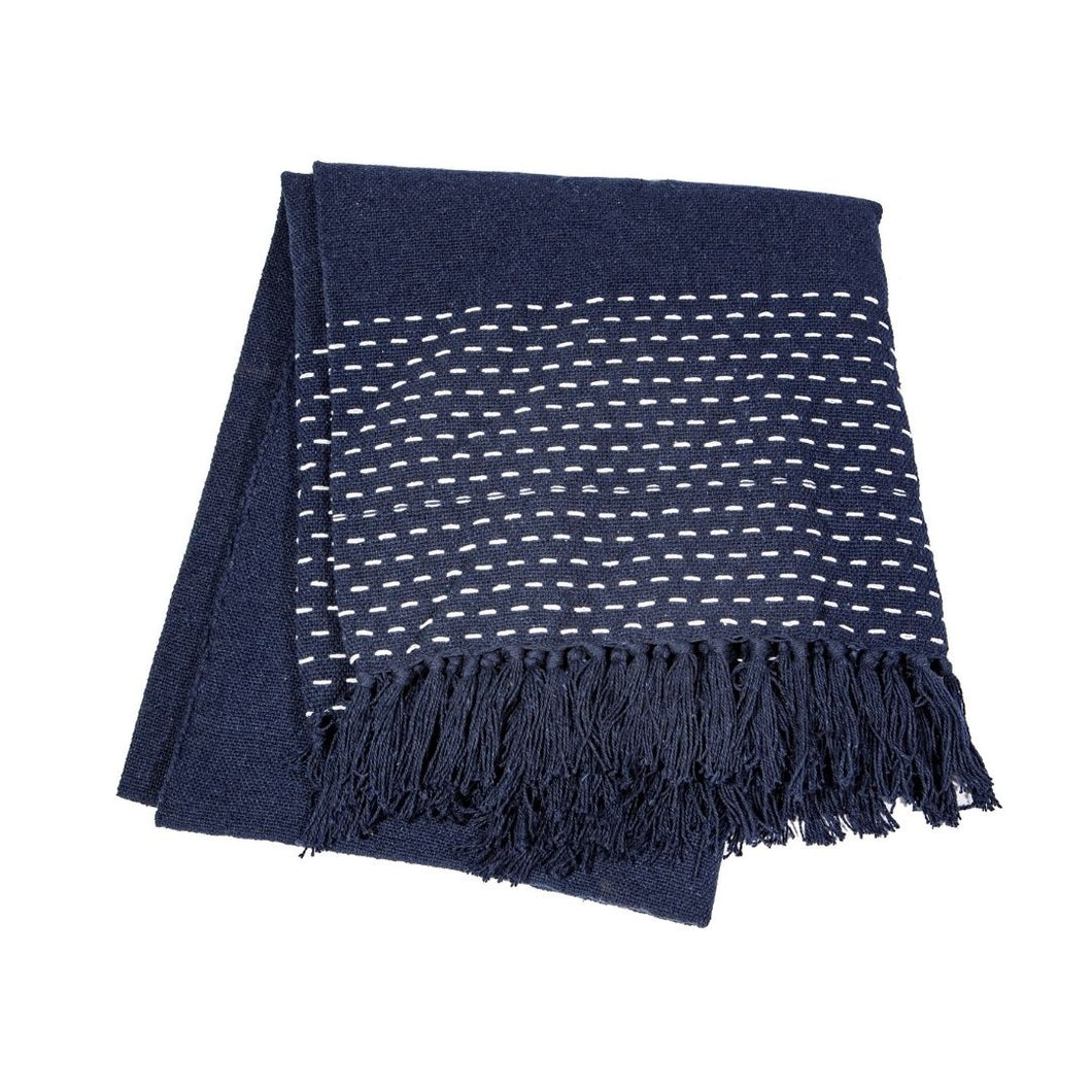 Stitched Blue Blanket Throw - Pretty Little Duck