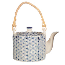 Load image into Gallery viewer, Sass &amp; Belle Ceramic Teapot Sashiko Pattern Blue and White - Pretty Little Duck
