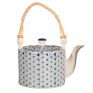 Sass & Belle Ceramic Teapot Sashiko Pattern Blue and White - Pretty Little Duck