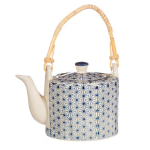 Load image into Gallery viewer, Sass &amp; Belle Ceramic Teapot Sashiko Pattern Blue and White - Pretty Little Duck
