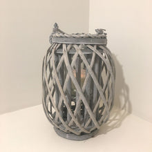 Load image into Gallery viewer, Grey Wash Willow Candle Lantern - 2 sizes - Pretty Little Duck
