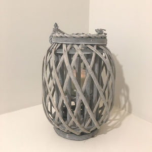 Grey Wash Willow Candle Lantern - 2 sizes - Pretty Little Duck