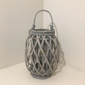 Grey Wash Willow Candle Lantern - 2 sizes - Pretty Little Duck