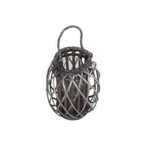 Small Grey Wash Willow Candle Lantern
