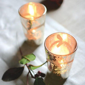 Antique Silver Votive with Etched Flower - Candle holder - Pretty Little Duck