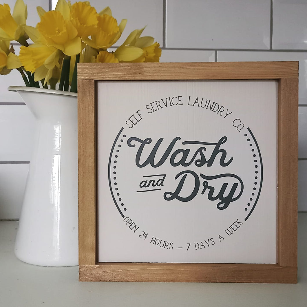 Wash & Dry - handmade sign