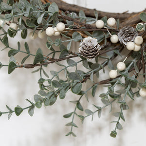 White Berry & Cone Willow Wreath