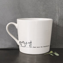 Load image into Gallery viewer, East of India Wobbly mug - Dunk here for happiness - Pretty Little Duck

